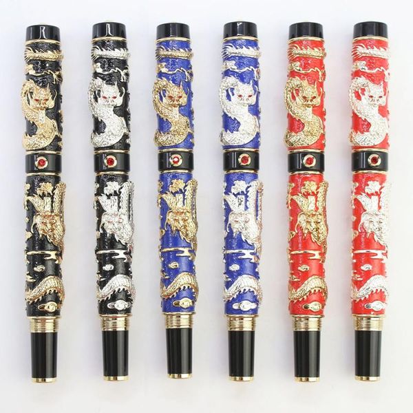 

handmade jinhao cloisonne double dragon fountain pen iridium ef/f/m/bent nib advanced craft collection graduate gift pens