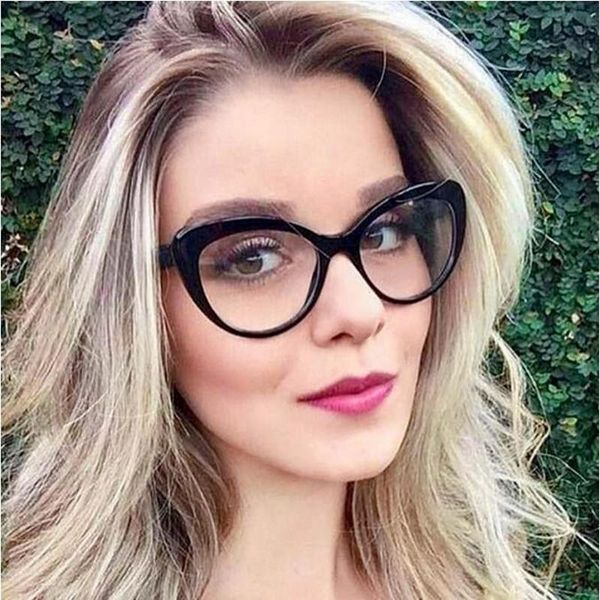 

fashion sunglasses frames ladies cat eye glasses women vintage brand designer retro resin optical frame leopard eyewear oculos, Black