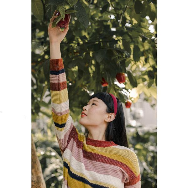 

women's sweaters sweater autumn winter rib round neck colorful stripes slim energetic young fashionable sweater txvq, White;black
