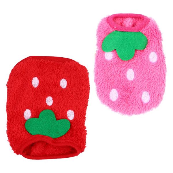 

cat costumes 2pcs small dog costume winter pet clothing strawberry apparel supplies