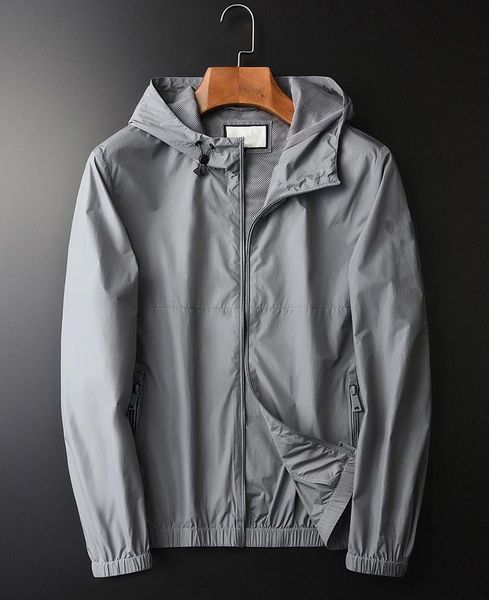

classic grey mens jackets luxury spring and autumn hooded coats 4xl thin silky slim fit man men's, Black;brown
