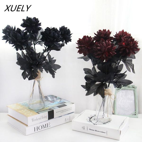 

decorative flowers & wreaths 40cm simulation flower black dahlia retro silk fake diy party decor wedding holiday supplie home bouquet po pro
