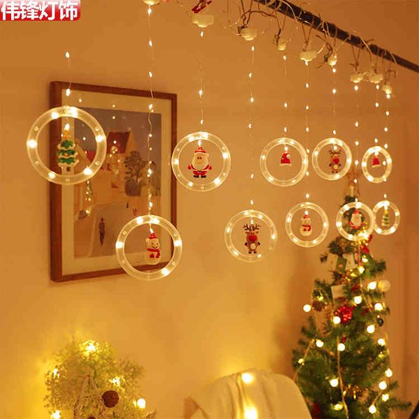 

christmas new led lamp string santa cartoon curtain room window decoration color