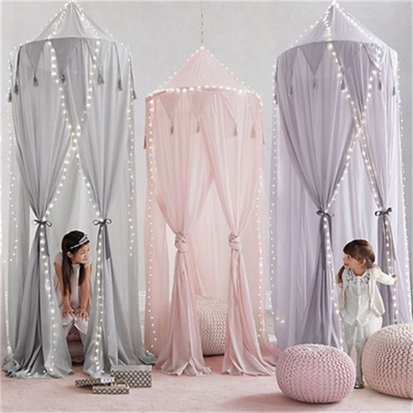 

new modern crib netting hung dome princess girl bed valance chiffon canopy mosquito net child play tent curtains for baby room 783 y2