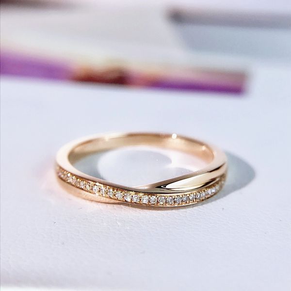 

14k rose gold twist setting deputy ring moissanite jewelry wedding anniversary special style, Silver