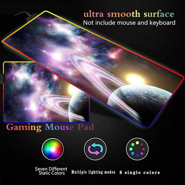 

mouse pads & wrist rests space planet planetary ring rgb gaming large pad gamer led computer mousepad with backlight xxl for keyboard mice m