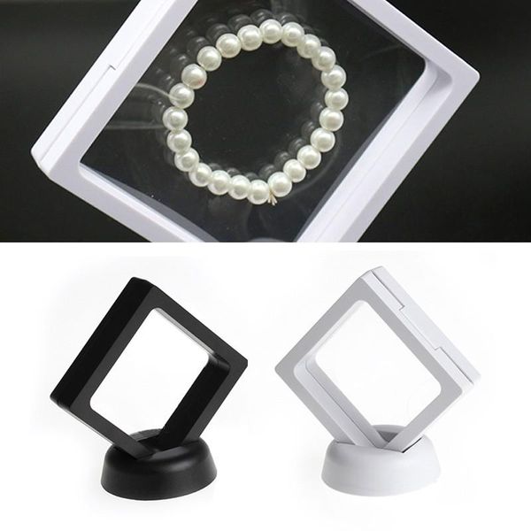 

gift wrap black white suspended floating display case jewellery coins gems artefacts stand holder box 50pcs dhl/fedex