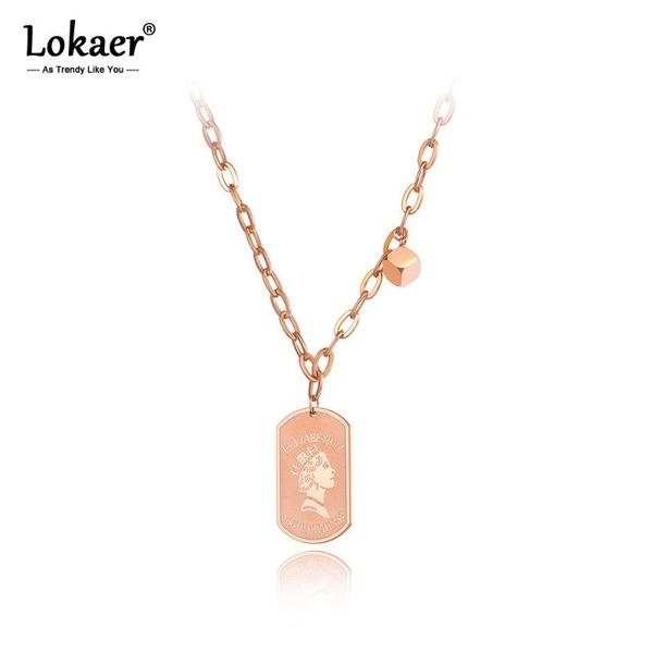 

pendant necklaces lokaer trendy titanium stainless steel queen elizabeth for women original design charm necklace jewelry n20281, Silver