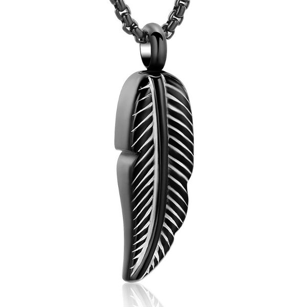 

chains different color of stainless steel feather memorial urn necklace ashes holder keepsake cremation jewelry - free, Silver