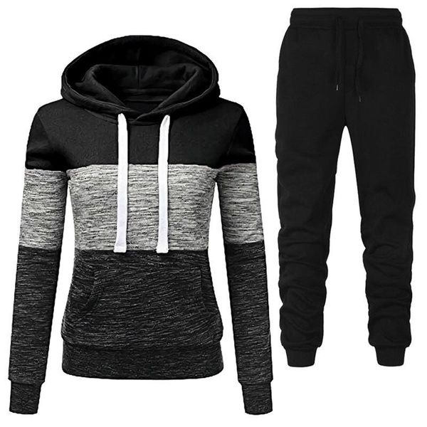 

women's hoodies & sweatshirts 2021winter casual tracksuit women 2 piece set hoodie+pants sportswear sports suit hooded sweatshirt femal, Black