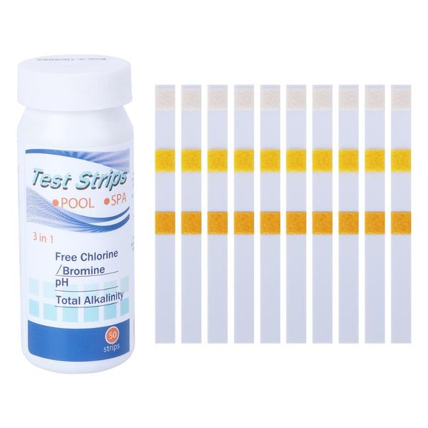

meters 50pcs multi-function ph test paper chlorine bromine hardness strip white