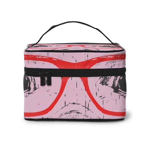 

women makeup bag cosmetic bags pig with red glasses ladies beauty case cosmetics organizer toiletry & cases