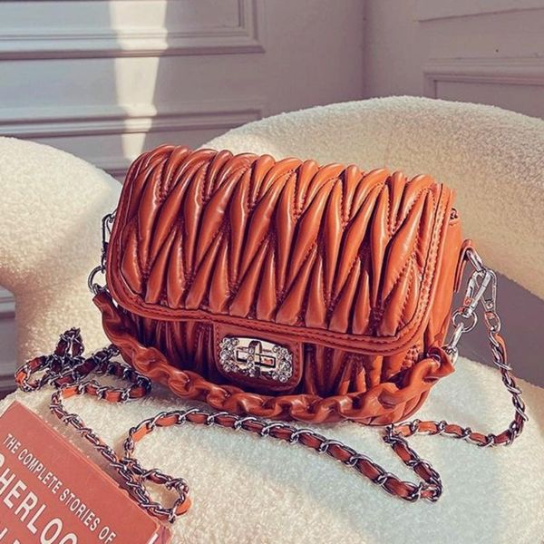 

evening bags girl chain messenger bag female 2021 summer niche fold cloud portable one shoulder flap small square canvas