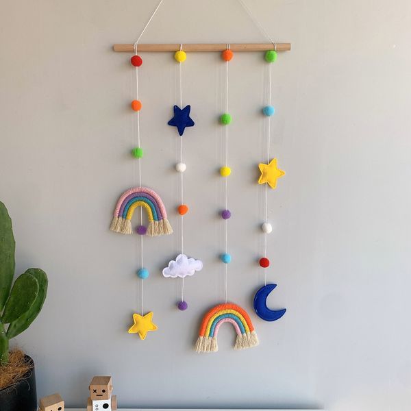 Tece arco-íris Crianças Cabelo Pins Hairs Acessórios Wall-Suspensão Decorativa Estilo Nórdico Foto Organizador Rack YL558