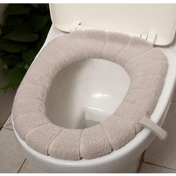 

toilet seat covers 2 style cover case solid color plush cushion warm soft mat breathable closestool sit pad winter