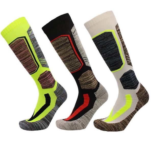 

sports socks cotton thick cushion knee ski winter snowboarding skiing warm thermal, Black