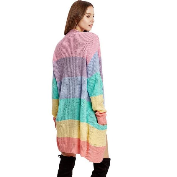 

women's knits & tees fashion elegant autumn long jacket coat women ladies sleeve loose knitted cardigan outwear sweater plus size, White