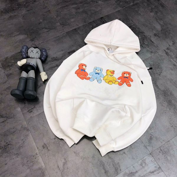 

new age reducing 4-bear alphabet print casual loose hooded sweater in early spring of 21 years, Black