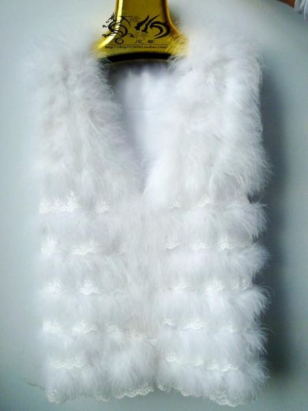 

women's fur & faux women winter 100% natural ostrich feathers turkey feather vest sleeveless coat waistcoat for party and wedding, Black
