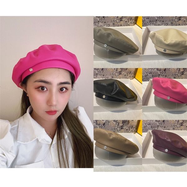 

autumn and winter new signature octagonal hat british fashion painter hat sun protection pu soft beret children zy, Blue;gray