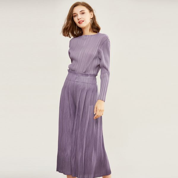 

tees purple miyake plied two basic women's suit sleeves long shirt legs hare female temperament 5137, White