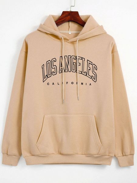 

letter graphic thermal lined drawstring hoodie 43xn#, White;black