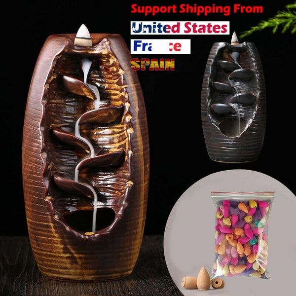 

fragrance lamps ceramic backflow waterfall smoke incense burner censer holder stick