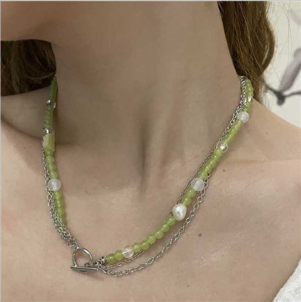 

chains crystal necklace retro style clavicle chain baroque ins wind double layer wearing female, Silver