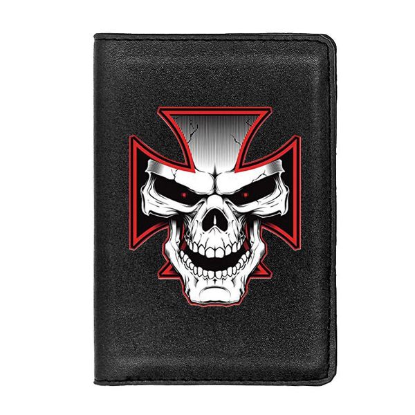 

card holders cool cross skull passport cover holder id case travel leather wallet, Brown;gray