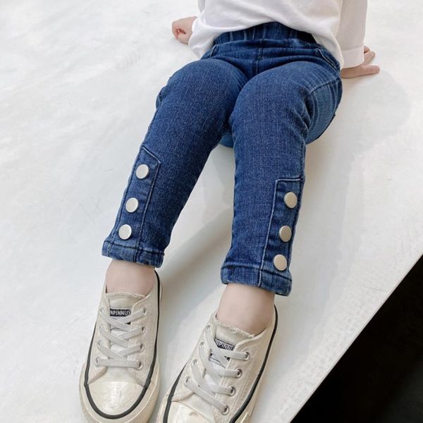 

jeans baby girl button casual style spring autumn toddler clothes, Blue