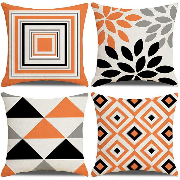 

pillow case simple geometric pattern cover linen waterproof oil-proof sofa office cushion home decoration