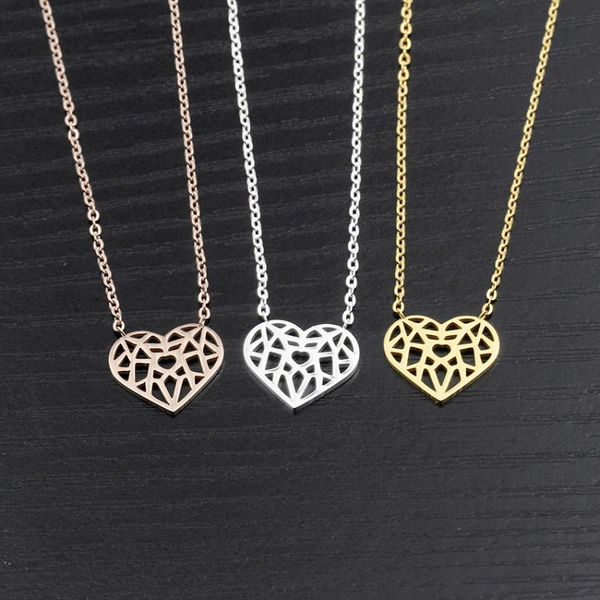 

pendant necklaces wholesale 10pcs/lot gold color stainless steel chain heart leaf statement necklace women body jewelry bridesmaid gifts, Silver