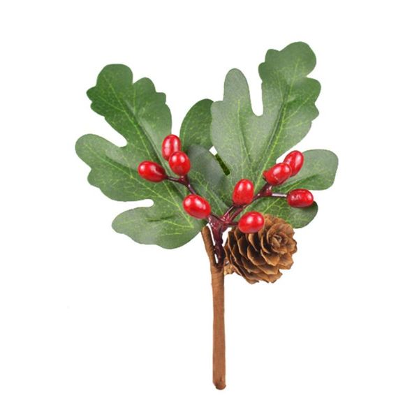 

6pcs christmas decorative artificial red pine berry branch home decoration xmas tree diy ornament simulation flower flowers & wreaths