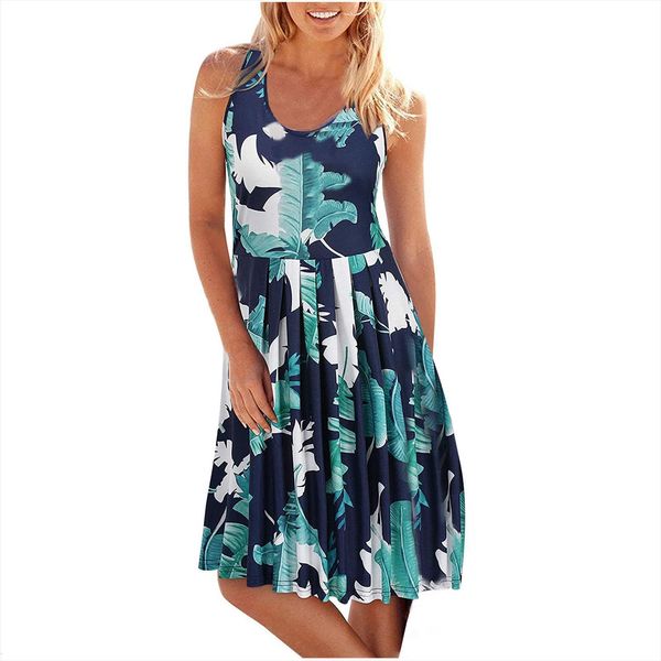 

summer o neck casual print womens dress sleeveless stripe fashion, Black;gray
