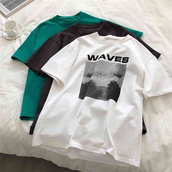 

summer holiday casual women's t shirt casual letter print round neck short sleeve cotton t-shirt 210722, White