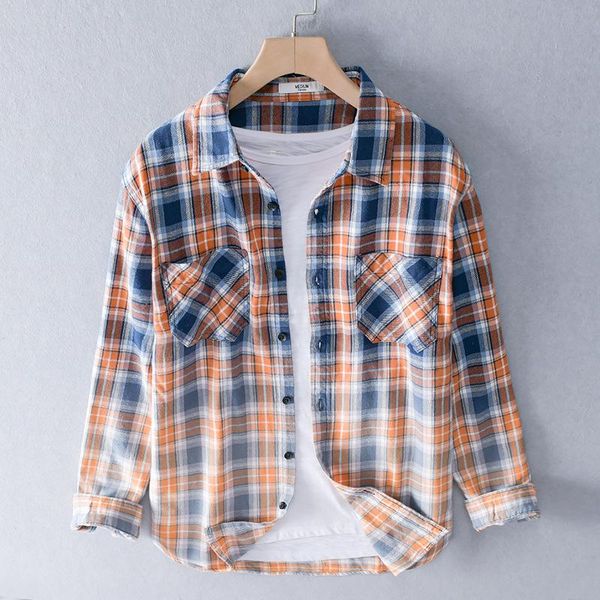 

men's casual shirts 9302 four season fashion men shirt cotton plaid classic all-match england style workwear double pockets fit male bl, White;black