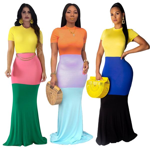 

dresses a8341 women's fashion casual short sleeve stitched dress, Black;gray