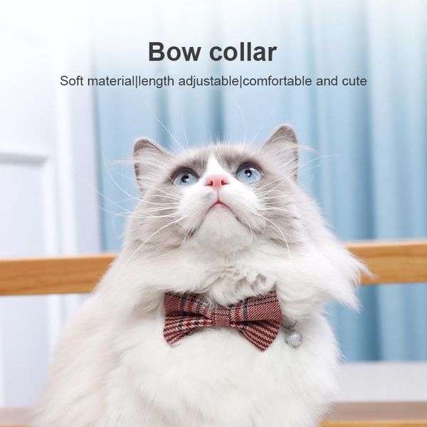 

cat collars & leads british campus style pet collar plaid bow tie for puppy dog with bell pendant cute costume supplies