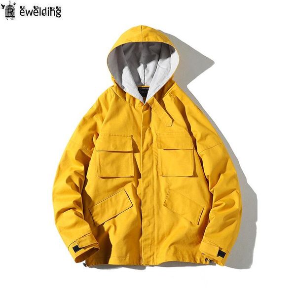 Jaqueta masculina jaqueta de capuz fresco homens moda casaco outono inverno hip hop solto masculino streetwear cor sólida casual