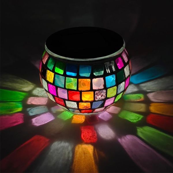 

solar lamps mosaic glass led light outdoor courtyard household decoration lighting