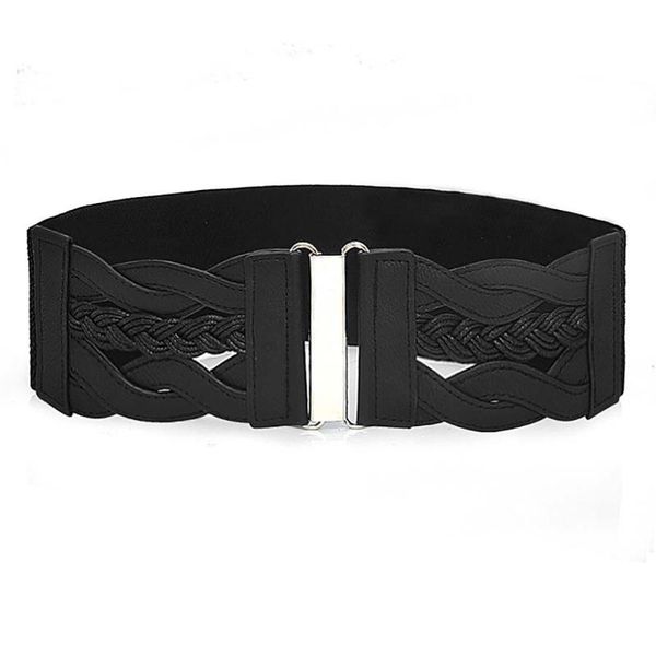 

belts expandable braided canvas elastic woven stretch buckle fashion casual knitted pin, Black;brown