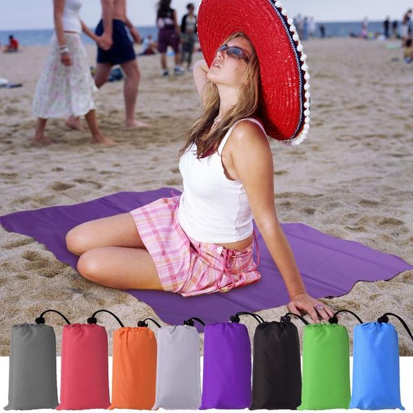 

women's swimwear fashion design portable solid beach mat blanket sand proof foldable water resistance soft outdoor daily accessories, White;black