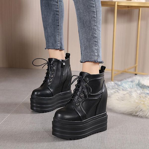 

dress shoes spring platform autumn harajuku gothic punk black high sole lolita wedges pumps women lace up soft leather