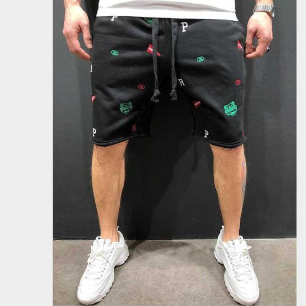 

men's bodybuilding shorts fitness workout inseam bottom cotton male fashion casual short pants brand clothing muay thai 210714, White;black