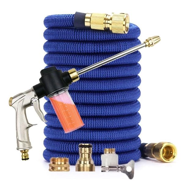 

watering equipments 17ft-150ft expandable garden hose with water gun adjustable nozzle high pressure foam car wash tools flexible pipe