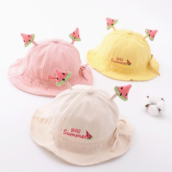 

cartoon baby hat soft spring summer kids girl boy bucket cap outdoor children toddler fisherman for 3-24 months caps & hats, Yellow