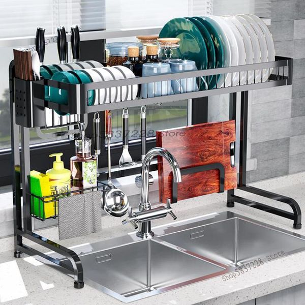 

kitchen storage & organization shelves stainless steel sink drying dish rack pool drain household goods cupboard