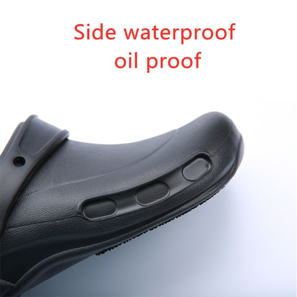 

women slippers eva oil-proof kitchen work shoes for chef master cook restaurant slippers flat sandals, Black