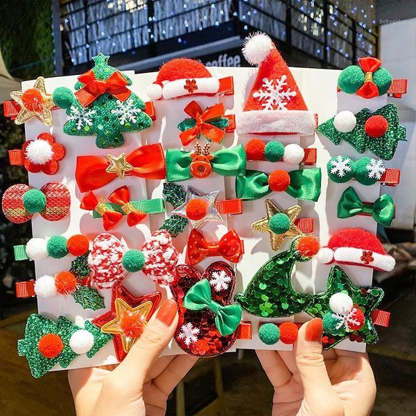 

christmas hairpins hair clips set for girls women antlers hat tree bow pin baby kids barrette party gift accessories1