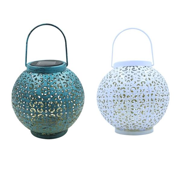 

solar powered retro hollow pattern lantern outdoor garden decor light landscape decorations